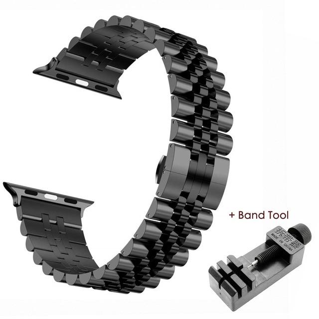 Watchbands Black Tool / 38mm or 40mm High Quality Steel Strap For Apple Watch Band Series 6 5 4 Premium Metal Replacement Bracelet iWatch 38/40mm 42/44mm Sport wristband |Watchbands|
