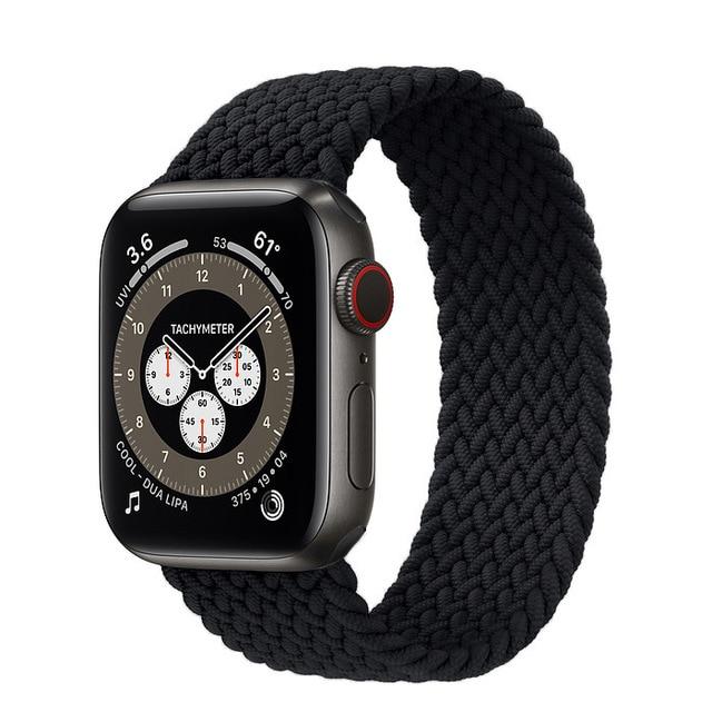 Watchbands Black / 38mm or 40mm / SS Braided Solo Loop strap For Apple watch band 44mm 40mm 38mm 42mm FABRIC Elastic belt Nylon bracelet iWatch series3 4 5 se 6 band|Watchbands|