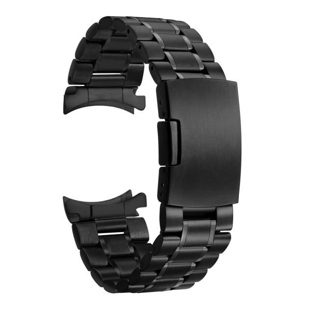 Black Metal Curved Watch Band with Multiple Ends 18 - 22 mm