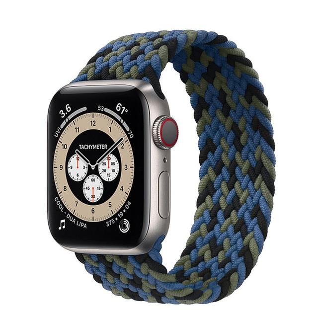 Watchbands Black green blue / 38mm or 40mm / SS Braided Solo Loop strap For Apple watch band 44mm 40mm 38mm 42mm FABRIC Elastic belt Nylon bracelet iWatch series3 4 5 se 6 band|Watchbands|