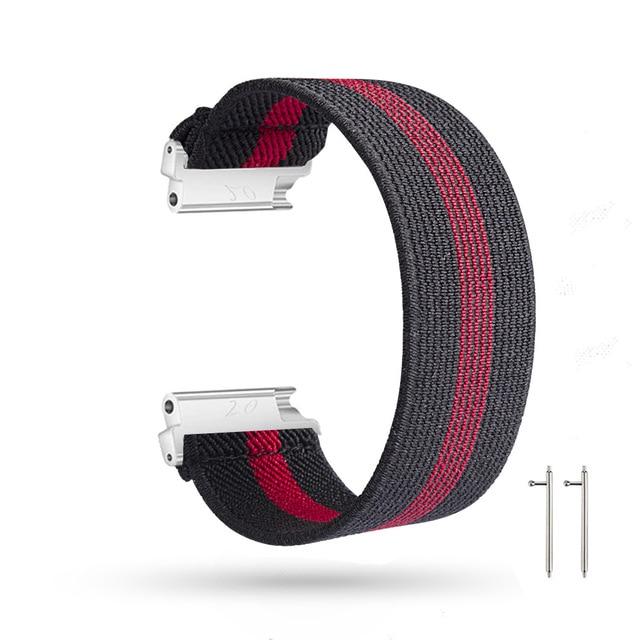 Watchbands Black red / for versa2 M-L New Elastic Loop Band Strap for Fitbit Versa/Versa 2/Versa Lite Bracelet Nylon Watch Band for Man Women Wristband Sport Straps|Watchbands|
