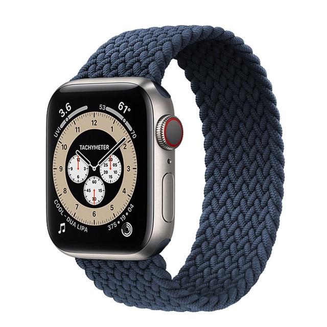 Watchbands Blue black / 38mm or 40mm / SS Braided Solo Loop strap For Apple watch band 44mm 40mm 38mm 42mm FABRIC Elastic belt Nylon bracelet iWatch series3 4 5 se 6 band|Watchbands|