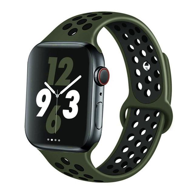 Watchbands 26 Cargo Khaki / 42mm-44mm S Silicone Strap For Apple watch band 44 mm/40mm 42mm/38mm Breathable for iWatch 42 40 bracelet series 5 4 3 44mm 42 40 38 mm|Watchbands|