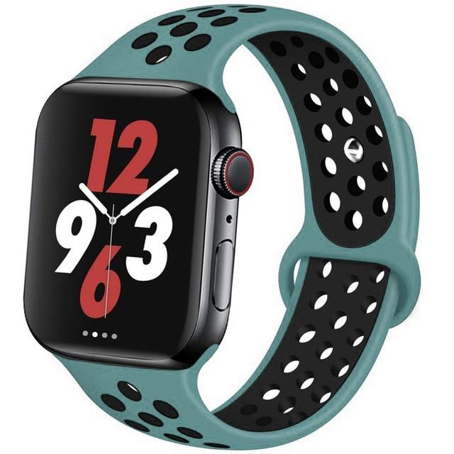 Watchbands Celestial Teal 28 / 42mm-44mm S Silicone Strap For Apple watch band 44 mm/40mm 42mm/38mm Breathable for iWatch 42 40 bracelet series 5 4 3 44mm 42 40 38 mm|Watchbands|