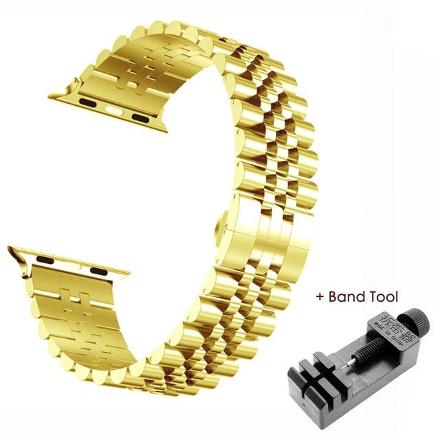 Watchbands Gold Tool / 38mm or 40mm Stainless Steel Strap For Apple Watch Band 6 SE 5 4 3 40mm 44mm strap 38mm 42mm Replacement Bracelet Sport Band for iWatch 6 5|Watchbands|