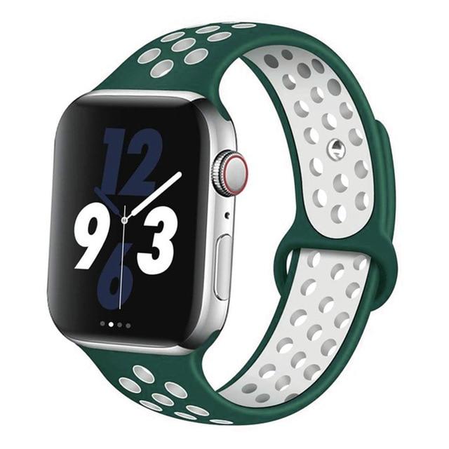 Watchbands Ink Green-White / 42mm-44mm S Silicone Strap For Apple watch band 44 mm/40mm 42mm/38mm Breathable for iWatch 42 40 bracelet series 5 4 3 44mm 42 40 38 mm|Watchbands|