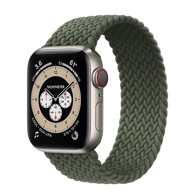 Watchbands Inverness Green / 38mm or 40mm / SS Braided Solo Loop strap For Apple watch band 44mm 40mm 38mm 42mm FABRIC Elastic belt Nylon bracelet iWatch series3 4 5 se 6 band|Watchbands|