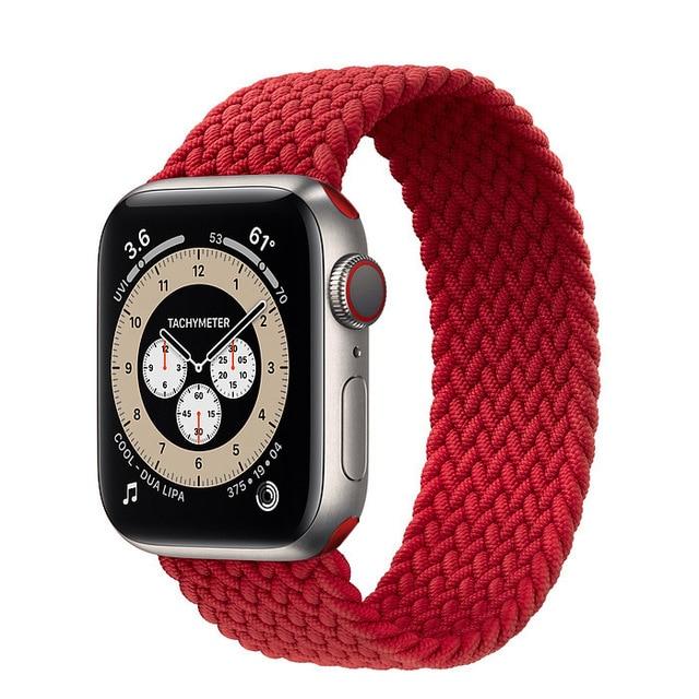Watchbands Red / 38mm or 40mm / SS Braided Solo Loop strap For Apple watch band 44mm 40mm 38mm 42mm FABRIC Elastic belt Nylon bracelet iWatch series3 4 5 se 6 band|Watchbands|