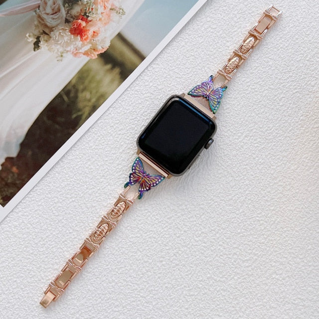 Apple Watch Band Silver, Rose Gold Bling Women Strap & Case Set 8 7 6 –  www.