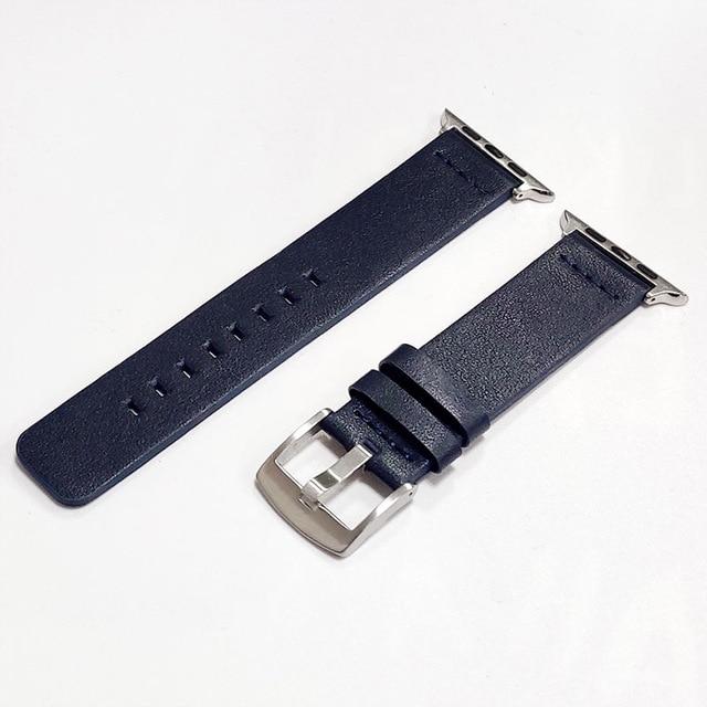 Watchbands Silver Midnight Blue / 38 40mm for Apple Origianl Genuine Leather band for Apple Watch 6 5 4 3 Sport Watch Strap Band Quick Release Loop Bracelet 38 40 42 44mm connector|Watchbands