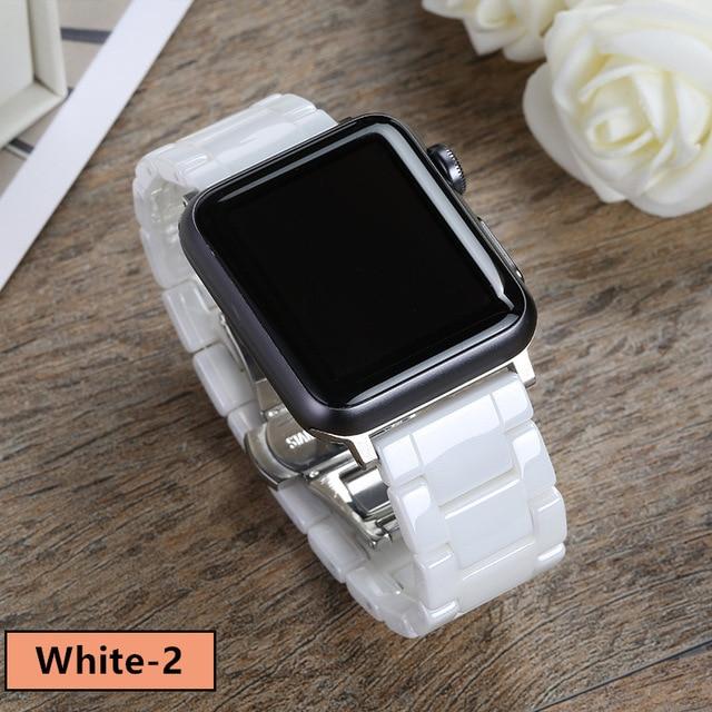 Watchbands White ceramic2 / 38mm or  40mm Ceramic Strap for Apple Watch Band 44 mm 40mm 42mm 38mm Stainless steel buckle bracelet for iwatch series 5 4 3 38 42 44mm|Watchbands