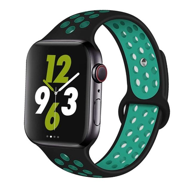 Watchbands black-lake cyan / 42mm-44mm S Silicone Strap For Apple watch band 44 mm/40mm 42mm/38mm Breathable for iWatch 42 40 bracelet series 5 4 3 44mm 42 40 38 mm|Watchbands|