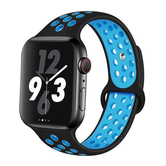 Watchbands black-light blue / 42mm-44mm S Silicone Strap For Apple watch band 44 mm/40mm 42mm/38mm Breathable for iWatch 42 40 bracelet series 5 4 3 44mm 42 40 38 mm|Watchbands|