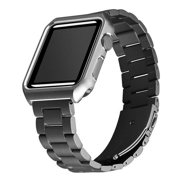Watchbands black / 38mm Metal Case + Stainless Steel Strap for Apple Watch 38mm 42mm 40mm 44mm band for iwatch Series 6 SE 5 4 3 2 Bracelet cover|strap for apple watch|stainless steel strap steel strap
