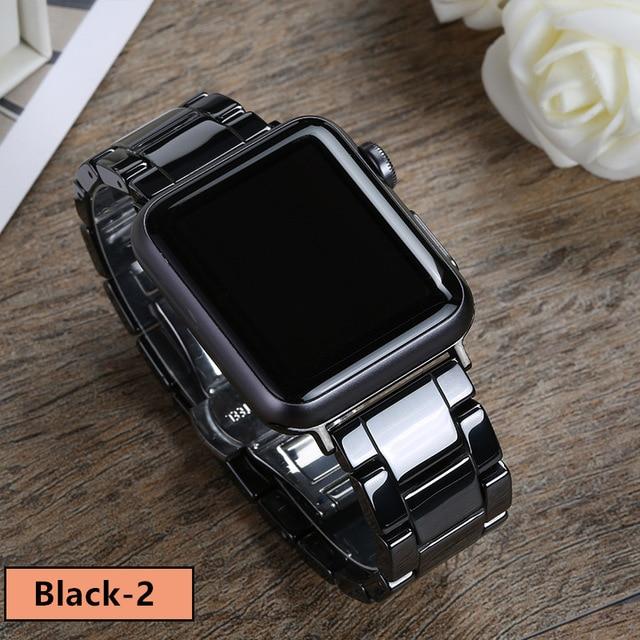 Watchbands black ceramic 2 / 38mm or  40mm Ceramic Strap for Apple Watch Band 44 mm 40mm 42mm 38mm Stainless steel buckle bracelet for iwatch series 5 4 3 38 42 44mm|Watchbands