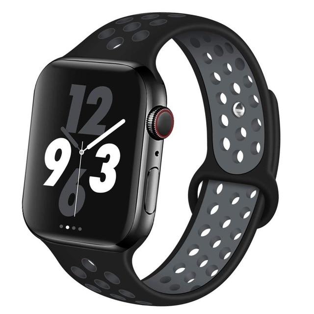 Watchbands black gray 8 / 42mm-44mm S Silicone Strap For Apple watch band 44 mm/40mm 42mm/38mm Breathable for iWatch 42 40 bracelet series 5 4 3 44mm 42 40 38 mm|Watchbands|