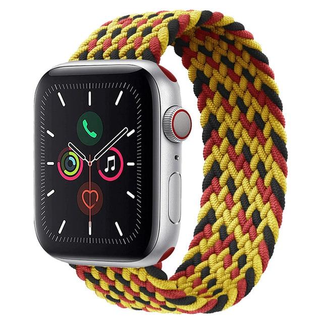 Watchbands Black red gold / 38mm or 40mm / SS Braided Solo Loop strap For Apple watch band 44mm 40mm 38mm 42mm FABRIC Elastic belt Nylon bracelet iWatch series3 4 5 se 6 band|Watchbands|