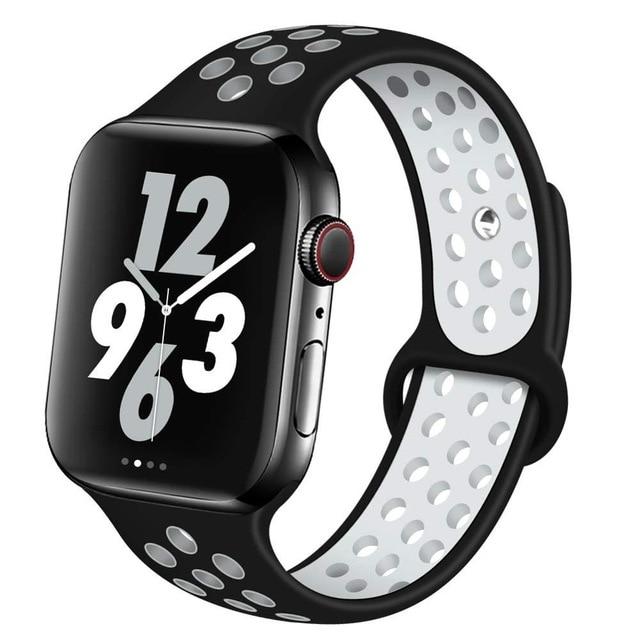 Watchbands black white 11 / 42mm-44mm S Silicone Strap For Apple watch band 44 mm/40mm 42mm/38mm Breathable for iWatch 42 40 bracelet series 5 4 3 44mm 42 40 38 mm|Watchbands|