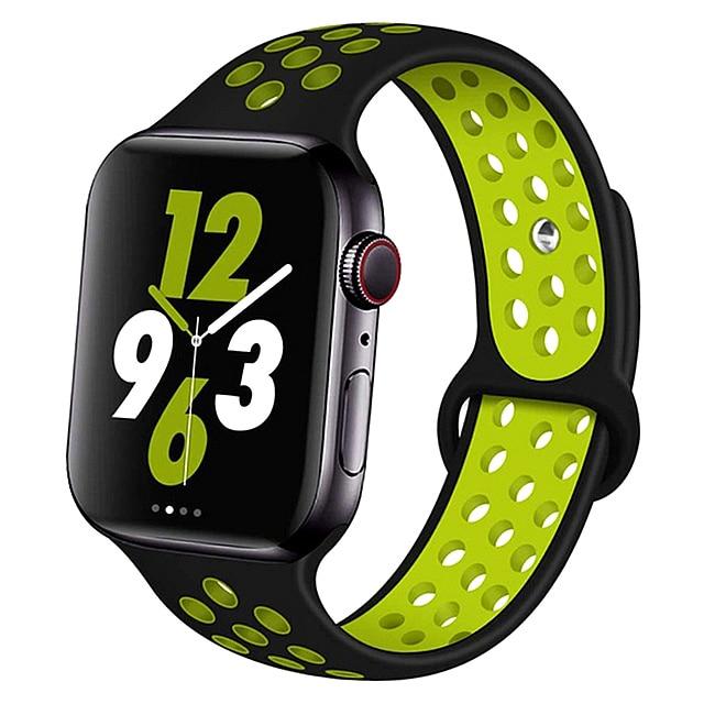 Watchbands 10 Black yellow / 42mm-44mm S Silicone Strap For Apple watch band 44 mm/40mm 42mm/38mm Breathable for iWatch 42 40 bracelet series 5 4 3 44mm 42 40 38 mm|Watchbands|