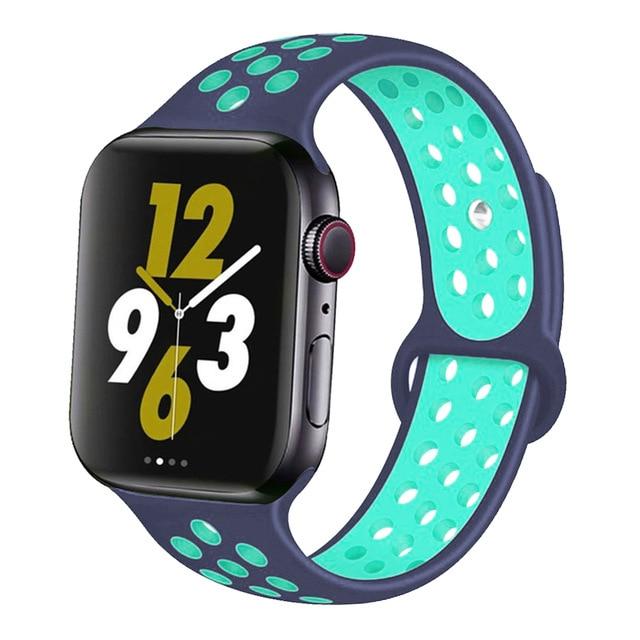 Watchbands blue-duck green / 42mm-44mm S Silicone Strap For Apple watch band 44 mm/40mm 42mm/38mm Breathable for iWatch 42 40 bracelet series 5 4 3 44mm 42 40 38 mm|Watchbands|