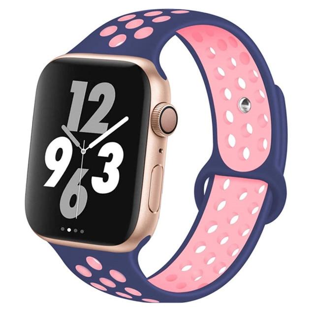 Watchbands blue pink 12 / 42mm-44mm S Silicone Strap For Apple watch band 44 mm/40mm 42mm/38mm Breathable for iWatch 42 40 bracelet series 5 4 3 44mm 42 40 38 mm|Watchbands|