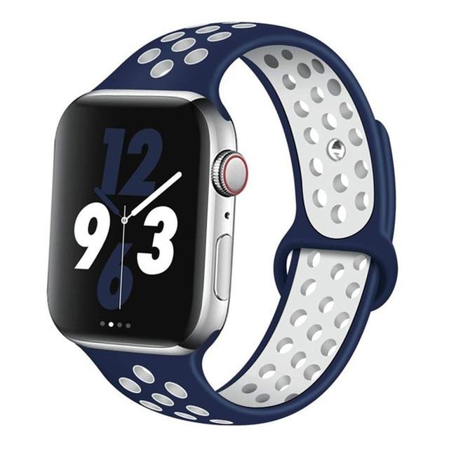 Watchbands 4 Blue white / 42mm-44mm S Silicone Strap For Apple watch band 44 mm/40mm 42mm/38mm Breathable for iWatch 42 40 bracelet series 5 4 3 44mm 42 40 38 mm|Watchbands|