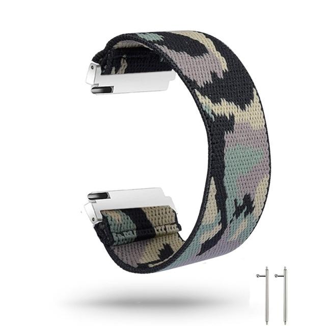 Watchbands camouflag / Medium - Large Fitbit Versa/2/Lite 23mm Bracelet Nylon Watch Strap, New Elastic Loop Wristband Sport for Men Women Large Wrist Lg Xl band Watchband Unisex