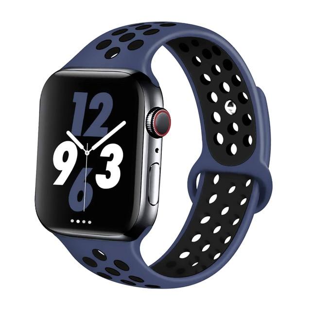 Watchbands darkblue black 16 / 42mm-44mm S Silicone Strap For Apple watch band 44 mm/40mm 42mm/38mm Breathable for iWatch 42 40 bracelet series 5 4 3 44mm 42 40 38 mm|Watchbands|