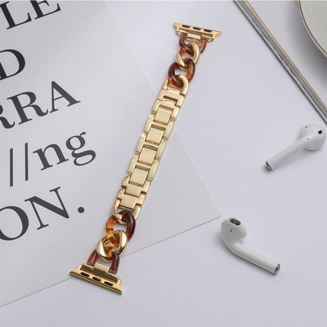 Watchbands gold / 38mm/ 40mm Cowboy Style Resin strap For Apple Watch Series 5 4 band 40mm 44mm Bracelet iWatch 3 2 1 38mm 40mm Stainless Steel band Correa|Watchbands