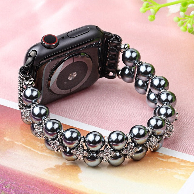 50％ Off | Women Pearl Diamond Bracelet For Apple Watch Ultra 49mm Series 8 7 41mm 45mm 38 42 40mm 44mm Jewelry Strap For iWatch 6 5 4 3 2