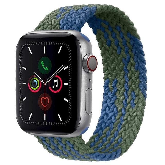 Watchbands Green blue / 38mm or 40mm / SS Braided Solo Loop strap For Apple watch band 44mm 40mm 38mm 42mm FABRIC Elastic belt Nylon bracelet iWatch series3 4 5 se 6 band|Watchbands|