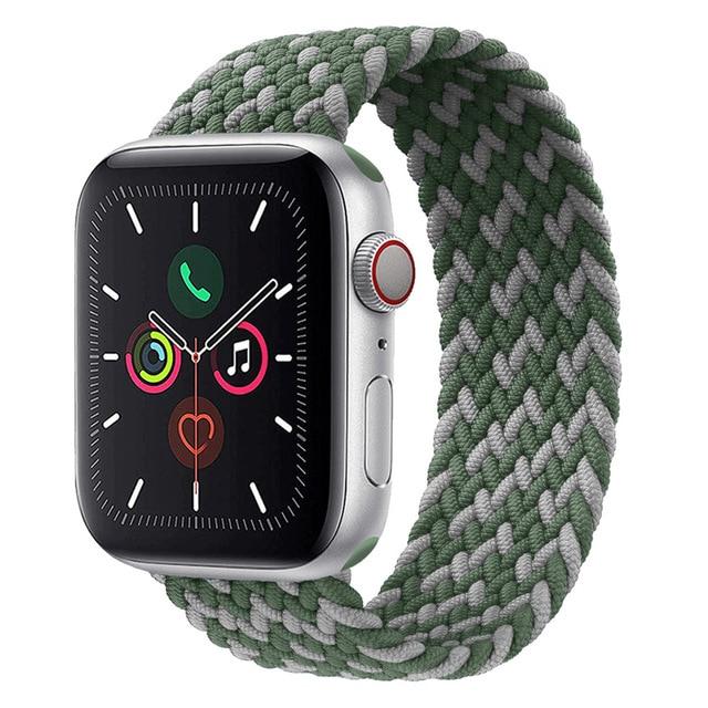 Watchbands Green gray / 38mm or 40mm / SS Braided Solo Loop strap For Apple watch band 44mm 40mm 38mm 42mm FABRIC Elastic belt Nylon bracelet iWatch series3 4 5 se 6 band|Watchbands|