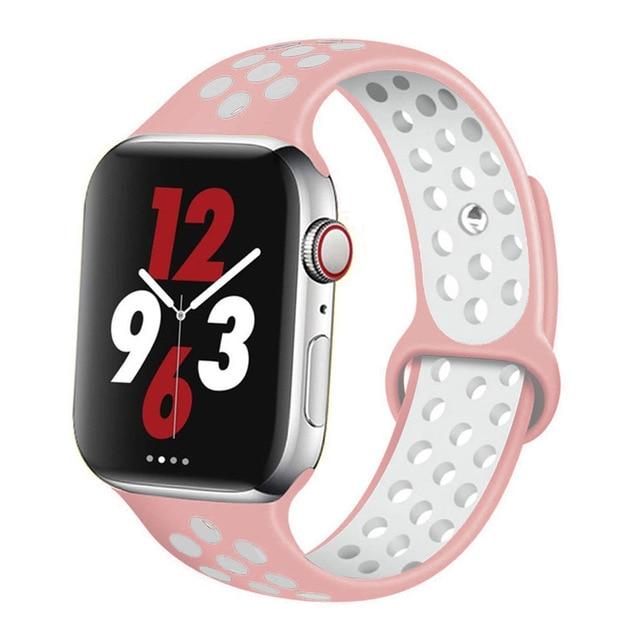 Watchbands light pink white 17 / 42mm-44mm S Silicone Strap For Apple watch band 44 mm/40mm 42mm/38mm Breathable for iWatch 42 40 bracelet series 5 4 3 44mm 42 40 38 mm|Watchbands|