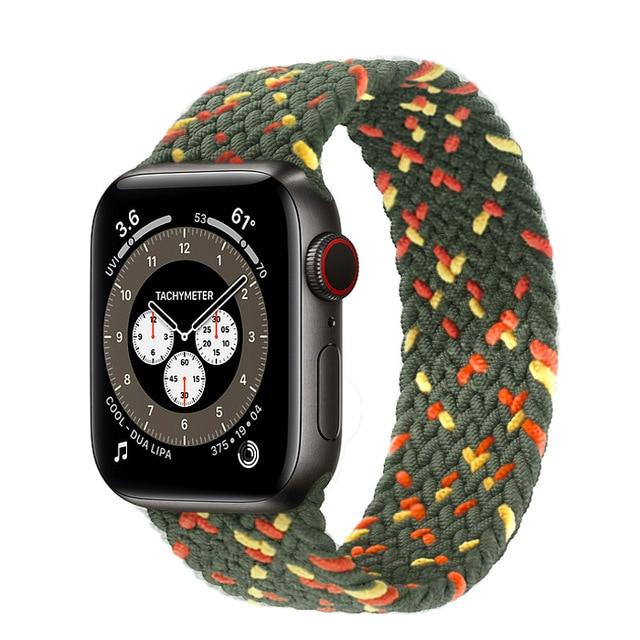 Watchbands orange green yellow / 38mm or 40mm / SS Braided Solo Loop strap For Apple watch band 44mm 40mm 38mm 42mm FABRIC Elastic belt Nylon bracelet iWatch series3 4 5 se 6 band|Watchbands|