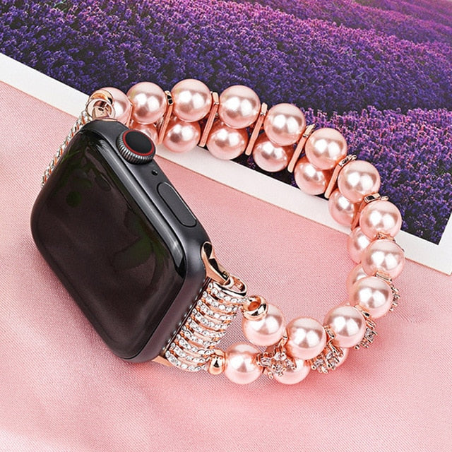 50％ Off | Women Pearl Diamond Bracelet For Apple Watch Ultra 49mm Series 8 7 41mm 45mm 38 42 40mm 44mm Jewelry Strap For iWatch 6 5 4 3 2