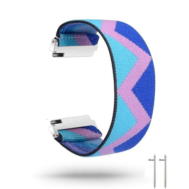 Watchbands pink blue / Medium - Large Fitbit Versa/2/Lite 23mm Bracelet Nylon Watch Strap, New Elastic Loop Wristband Sport for Men Women Large Wrist Lg Xl band Watchband Unisex