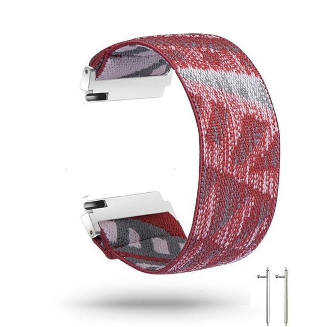 Watchbands red gray / for versa2 M-L New Elastic Loop Band Strap for Fitbit Versa/Versa 2/Versa Lite Bracelet Nylon Watch Band for Man Women Wristband Sport Straps|Watchbands|