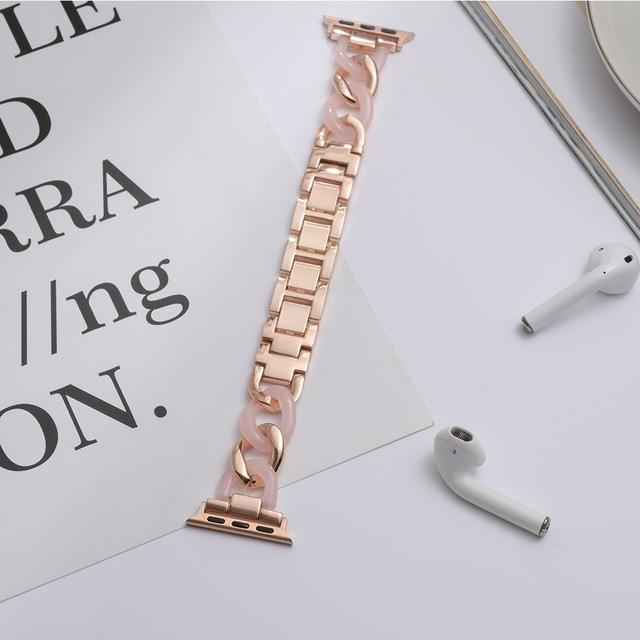 Watchbands rose gold-pink / 38mm/ 40mm Cowboy Style Resin strap For Apple Watch Series 5 4 band 40mm 44mm Bracelet iWatch 3 2 1 38mm 40mm Stainless Steel band Correa|Watchbands