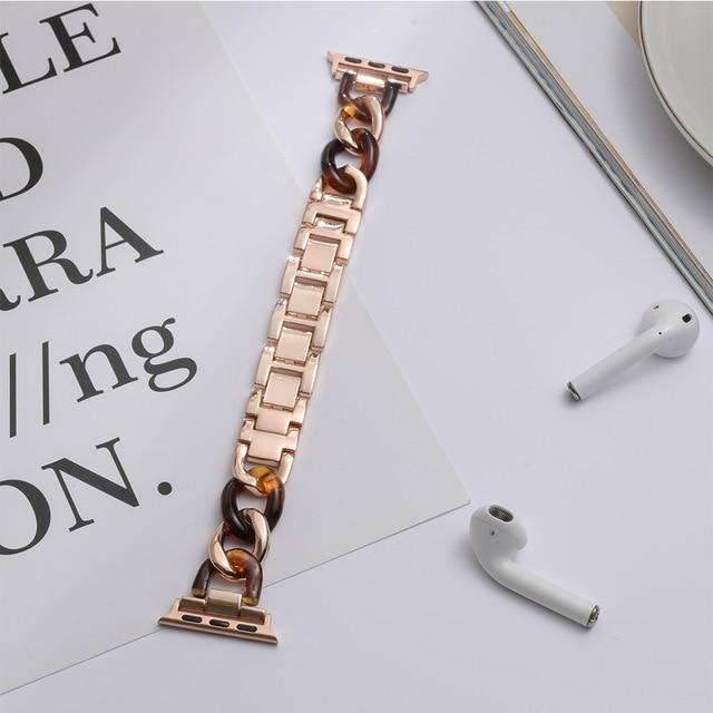 Watchbands rose gold / 38mm/ 40mm Cowboy Style Resin strap For Apple Watch Series 5 4 band 40mm 44mm Bracelet iWatch 3 2 1 38mm 40mm Stainless Steel band Correa|Watchbands