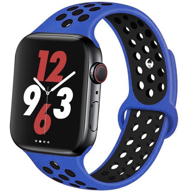 Watchbands Royal-black / 42mm-44mm S Silicone Strap For Apple watch band 44 mm/40mm 42mm/38mm Breathable for iWatch 42 40 bracelet series 5 4 3 44mm 42 40 38 mm|Watchbands|