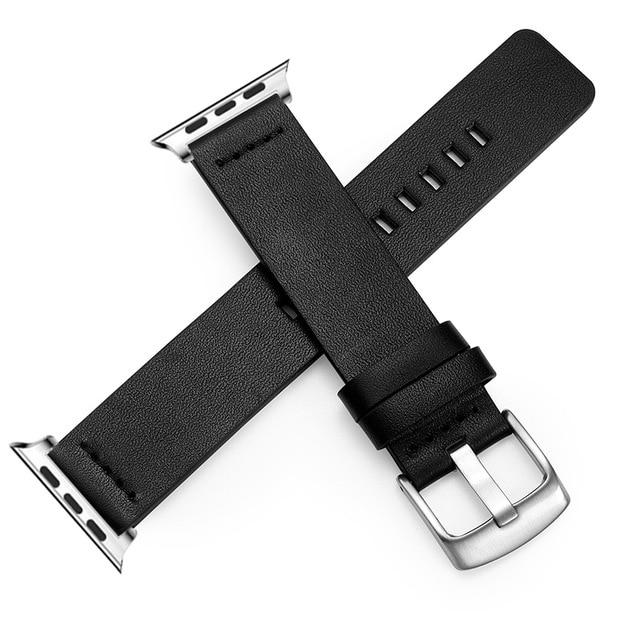 Watchbands China / silver black / 38 40mm for Apple Origianl Genuine Leather band for Apple Watch 6 5 4 3 Sport Watch Strap Band Quick Release Loop Bracelet 38 40 42 44mm connector|Watchbands