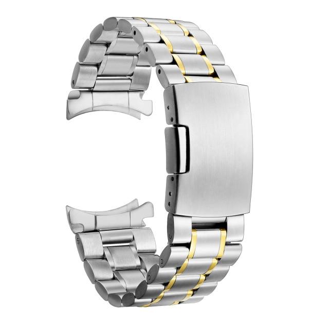GEEKTHINK Official Store Solid Curved End 22mm 20mm Steel Watch Band Strap for Samsung Galaxy Watch Active 1 2 46mm 44mm Black Watchband 16mm 18mm 24mm Watchbands Silver Gold