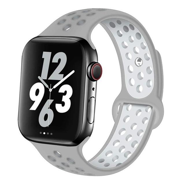 Watchbands 3 Silver white / 42mm-44mm S Silicone Strap For Apple watch band 44 mm/40mm 42mm/38mm Breathable for iWatch 42 40 bracelet series 5 4 3 44mm 42 40 38 mm|Watchbands|