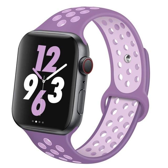Watchbands violet fog 18 / 42mm-44mm S Silicone Strap For Apple watch band 44 mm/40mm 42mm/38mm Breathable for iWatch 42 40 bracelet series 5 4 3 44mm 42 40 38 mm|Watchbands|