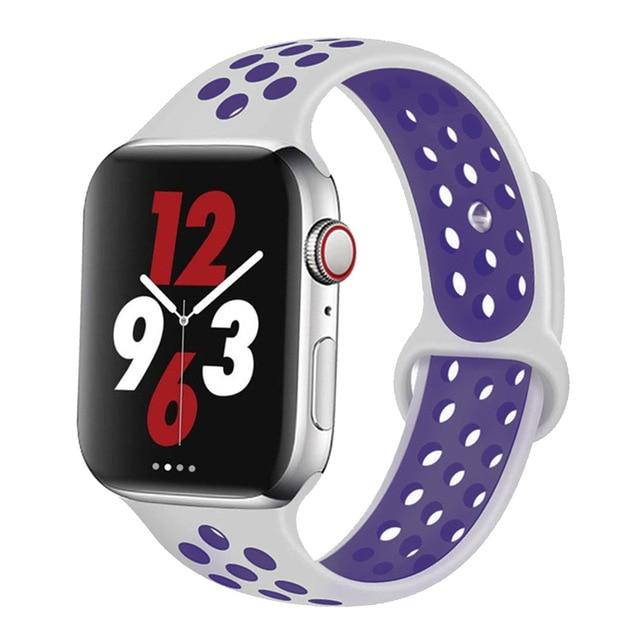Watchbands white-lavender / 42mm-44mm S Silicone Strap For Apple watch band 44 mm/40mm 42mm/38mm Breathable for iWatch 42 40 bracelet series 5 4 3 44mm 42 40 38 mm|Watchbands|