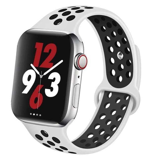 Watchbands white black 21 / 42mm-44mm S Silicone Strap For Apple watch band 44 mm/40mm 42mm/38mm Breathable for iWatch 42 40 bracelet series 5 4 3 44mm 42 40 38 mm|Watchbands|