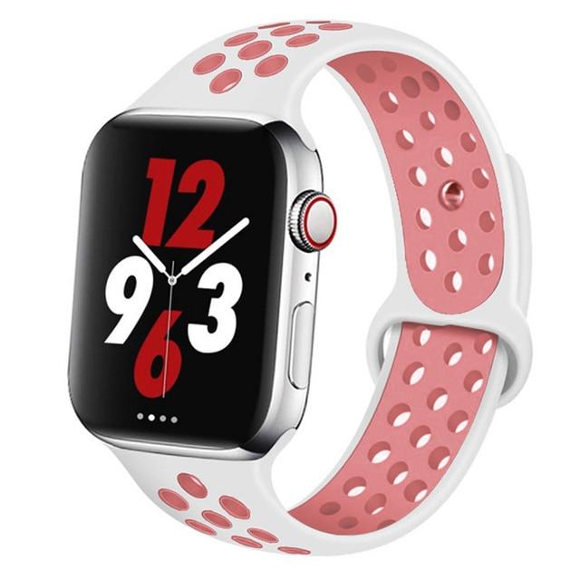 Watchbands white light pink 13 / 42mm-44mm S Silicone Strap For Apple watch band 44 mm/40mm 42mm/38mm Breathable for iWatch 42 40 bracelet series 5 4 3 44mm 42 40 38 mm|Watchbands|