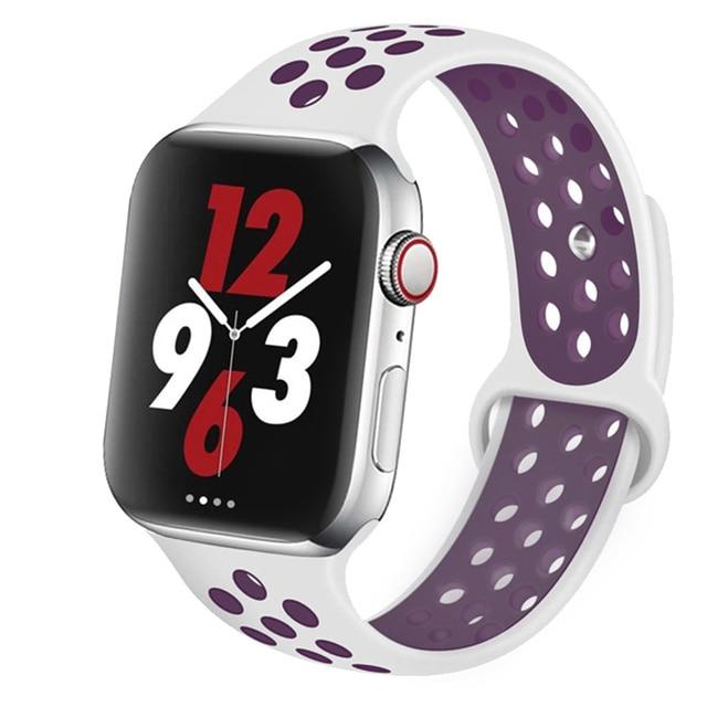 Watchbands White light purple / 42mm-44mm S Silicone Strap For Apple watch band 44 mm/40mm 42mm/38mm Breathable for iWatch 42 40 bracelet series 5 4 3 44mm 42 40 38 mm|Watchbands|