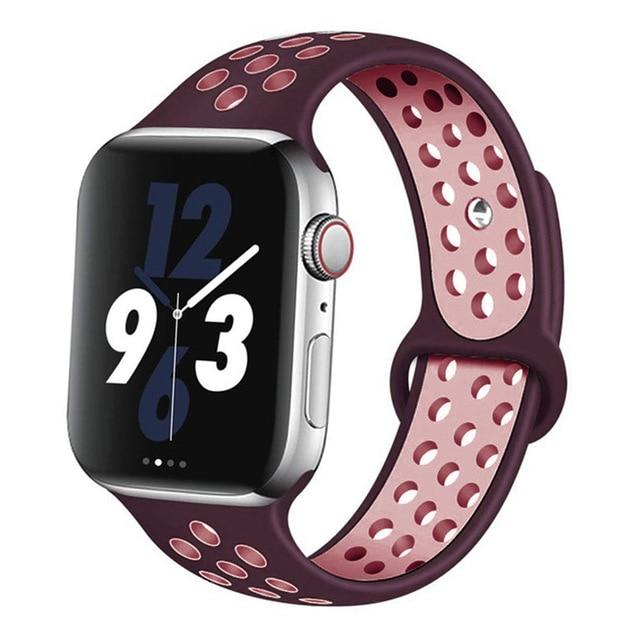 Watchbands wine red-Pink / 42mm-44mm S Silicone Strap For Apple watch band 44 mm/40mm 42mm/38mm Breathable for iWatch 42 40 bracelet series 5 4 3 44mm 42 40 38 mm|Watchbands|
