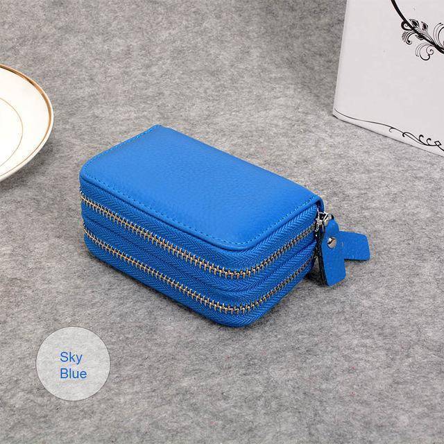 wallets blue Small Wallet for women, Petite Genuine Cowhide Leather Card